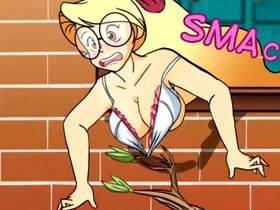 Indecent exposure with cartoon babes and young enf