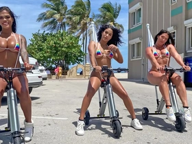 Latinas with big butts on trikes at public beach