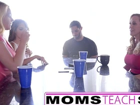 Steamy orgy with hot mom and teen friends featuring big cock and doggystyle