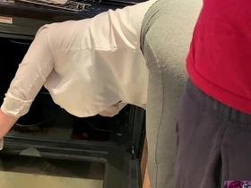 Steamy encounter with a sultry stepmom in the kitchen - Erin Electra