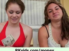 Sexy teens take cash for their skills